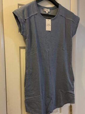 Hippie Rose Slate Blue Cap-Sleeve Tunic Dress